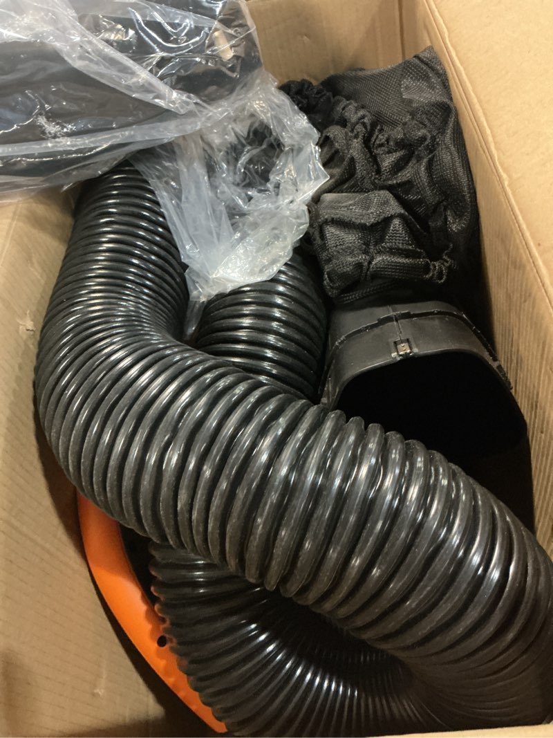 Condition photo showing As Is for worx trivac 3 in 1 electric leaf blower for lawn care, leaf vacuum with 350 cfm & 210 mph, leaf mulcher with metal impeller, reusable bag included, wg505.2 350cfm w/leafpro collection system