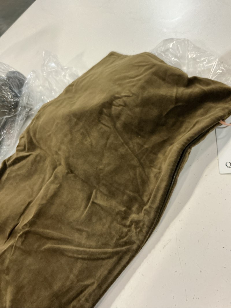 Condition photo showing As Is for cotton slub pillow cover color: olive size: 20x20