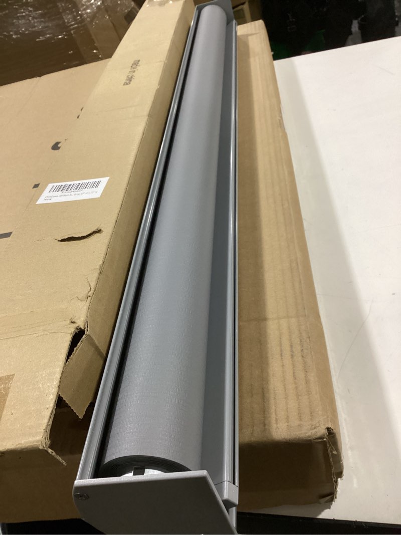 Condition photo showing As Is for Cordless 100% Blackout Roller Shades for Windows,UV Protection Pull Down Shades,Room Darkening Door Blinds Thermal Insulated Fabric for Home Office and Bedroom(31”Wx72”H) Grey