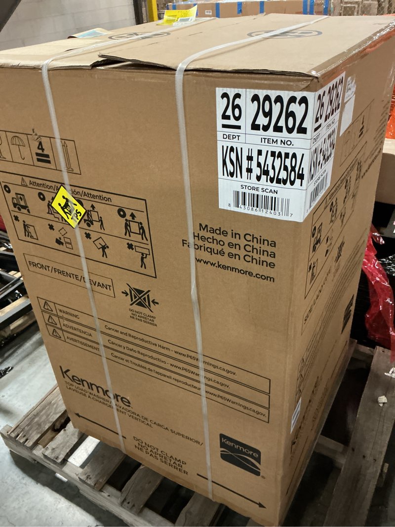 Condition photo showing New/Like New for Kenmore 4.5 cu. ft. Top Load Washer with Triple Action Impeller for Tough Dirt & Stains-Reduce Laundry Time with Accela and Express Wash-LED, White