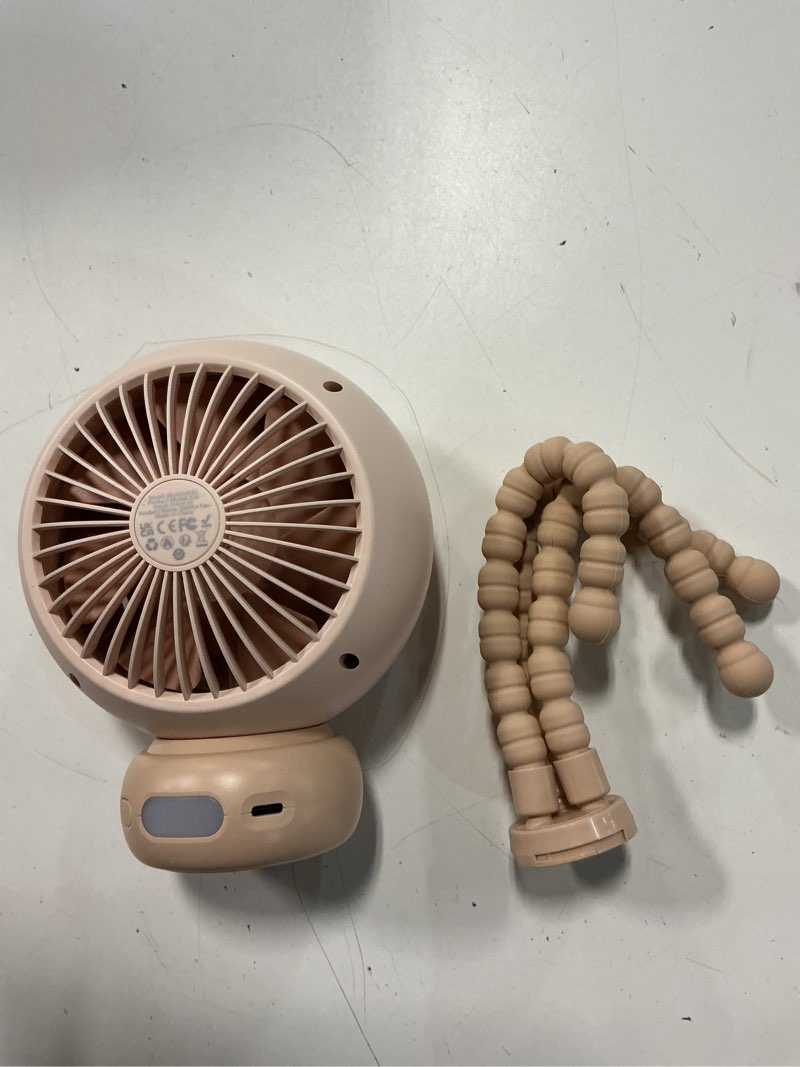 Condition photo showing Good Condition for mini portable stroller fan – 60° auto oscillation, quiet usb-c rechargeable baby fan, 4 speeds, night light & warning light, flexible tripod for stroller, car seat, crib, camping (brown)