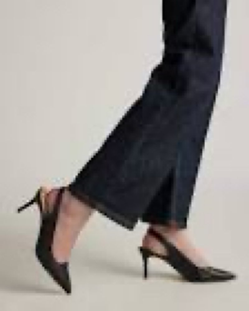 Quince Italian Leather Slingback 75mm Heel, 7.5, Black