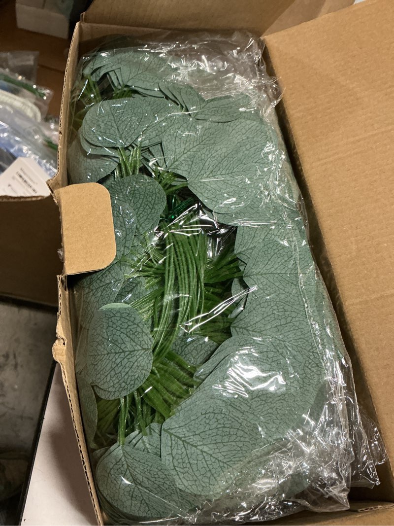 Condition photo showing Good Condition for CQURE 48Pcs Eucalyptus Garland,Artificial Eucalyptus Leaves Table Greenery Garland Wreath Vines for Wedding Party Table Bedroom Wall Room Decor 336FT-48Pack