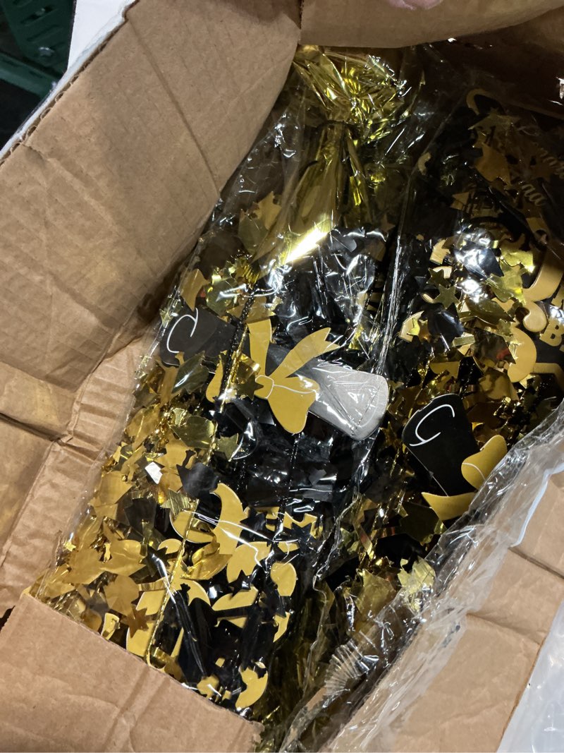 Condition photo showing Good Condition for unittype 6 pack 2026 graduation table centerpiece black and gold party decorations congrats grad big dream centerpieces for tables metallic foil spray centerpiece glitter cap star table top decor