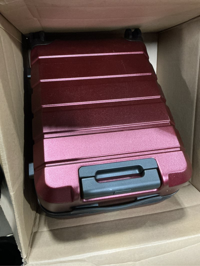 Condition photo showing As Is for kroser hardside expandable carry on luggage with spinner wheels & built-in tsa lock, durable suitcase rolling luggage with usb port, carry-on 20-inch, burgundy