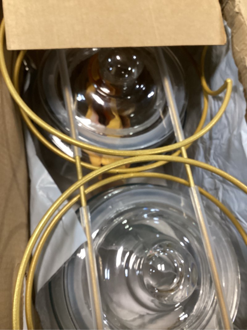 Condition photo showing Good Condition for glass drink dispensers for parties, 2 pack 1 gallon beverage dispenser with lids, gold metal stand and spigot 100% leak proof. lemonade dispenser with chalk board 1 gallon with glass lids