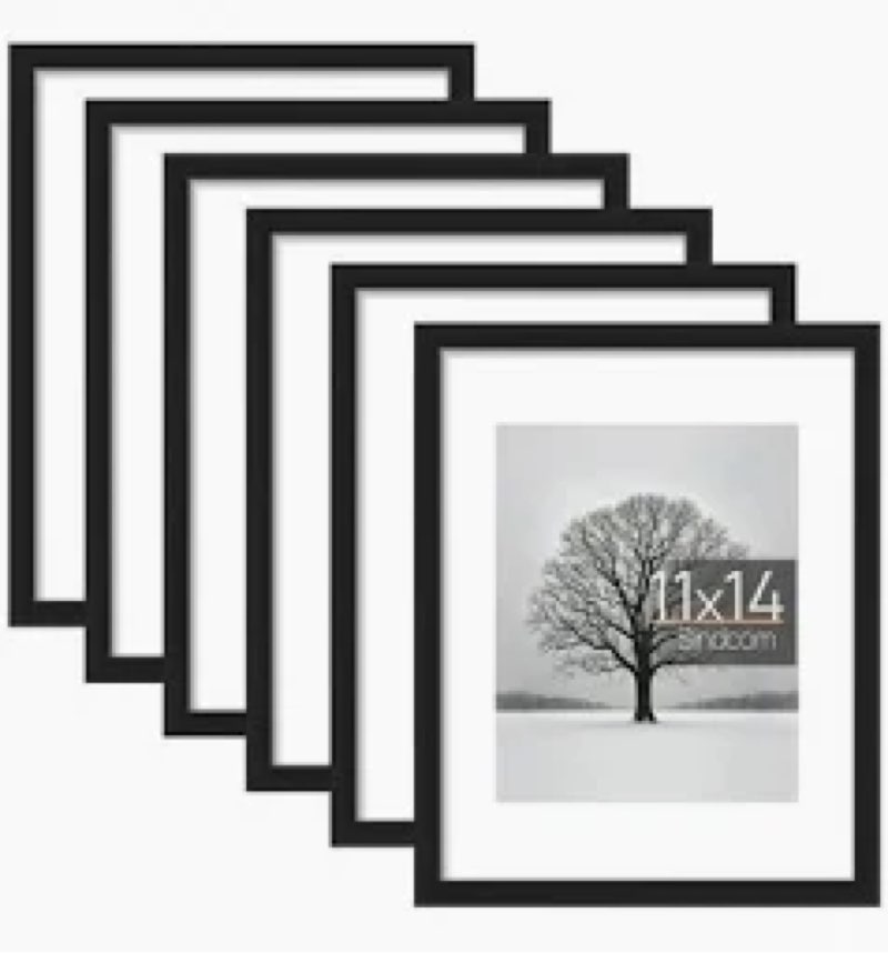 Sindcom 6 Pack 21x 25  Picture Frames,Display Pictures 21x25  with Mat or 21x25 Without Mat,Gallery Wall Photo Frames, Black