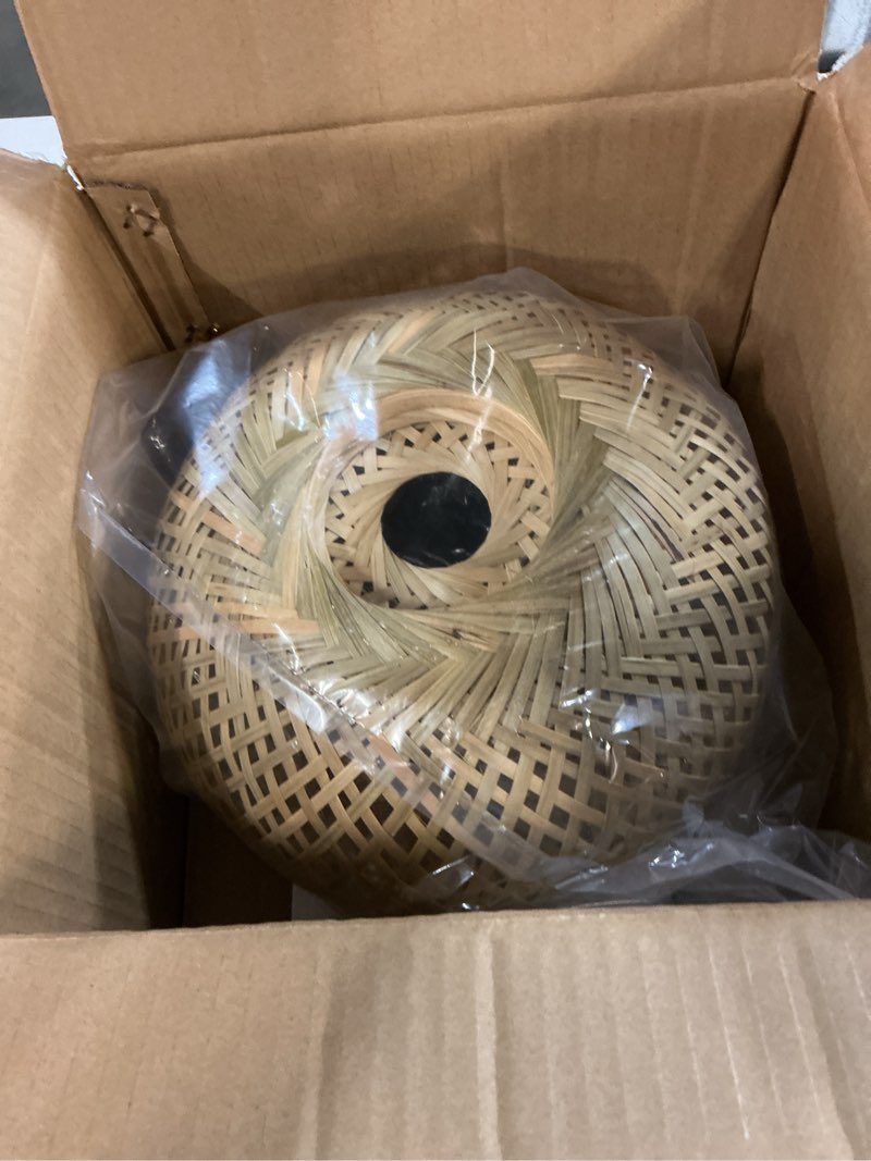 Condition photo showing New/Like New for bamboo pendant light, 11.02 inch one-light boho basket handmade woven pendant lighting, boho bamboo chandelier for bedroom, kitchen, living room 11.02in bamboo pendant light