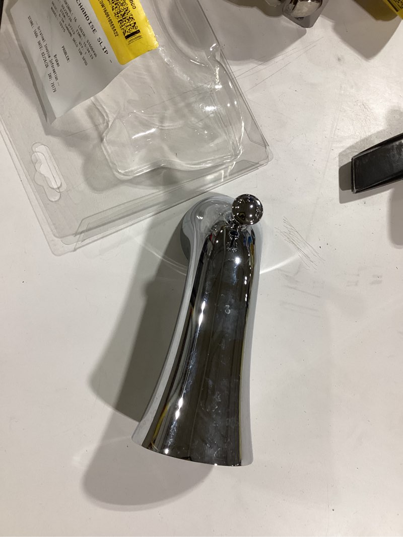 Condition photo showing As Is for danco chrome wall-mount universal fit bathtub spout with diverter