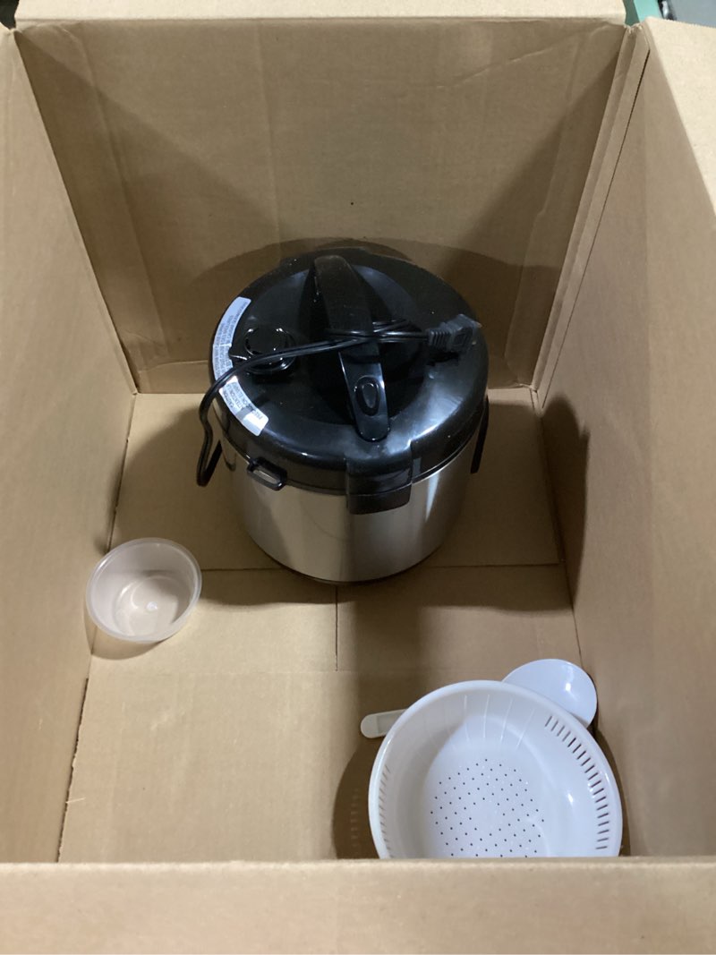 Condition photo showing New/Like New for Hamilton Beach Digital Programmable Rice Cooker & Food Steamer, 8 Cups Cooked (4 Uncooked), With Steam & Rinse Basket, Stainless Steel (37518) Stainless Steel 8 Cups Cooked (4 Uncooked)