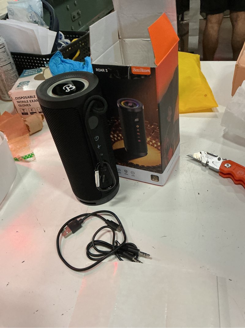 Condition photo showing New/Like New for bassbloom roar 3 portable bluetooth speaker,20w powerful sound with jike bass,ipx6 waterproof,24h playtime,bluetooth 5.4,rgb lights,wireless tws pairing,outdoor for camping and beach (black)