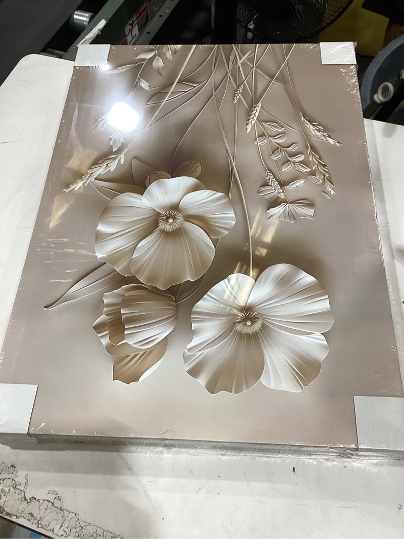 Condition photo showing New/Like New for wengtiao 3pcs beige flower canvas wall art prints neutral floral plant wall painting minimalist botanical blossom poster picture vintage artwork home decor for living room bedroom office 20”x28”x3pcs flower-beige floral 20"x28"x3pcs