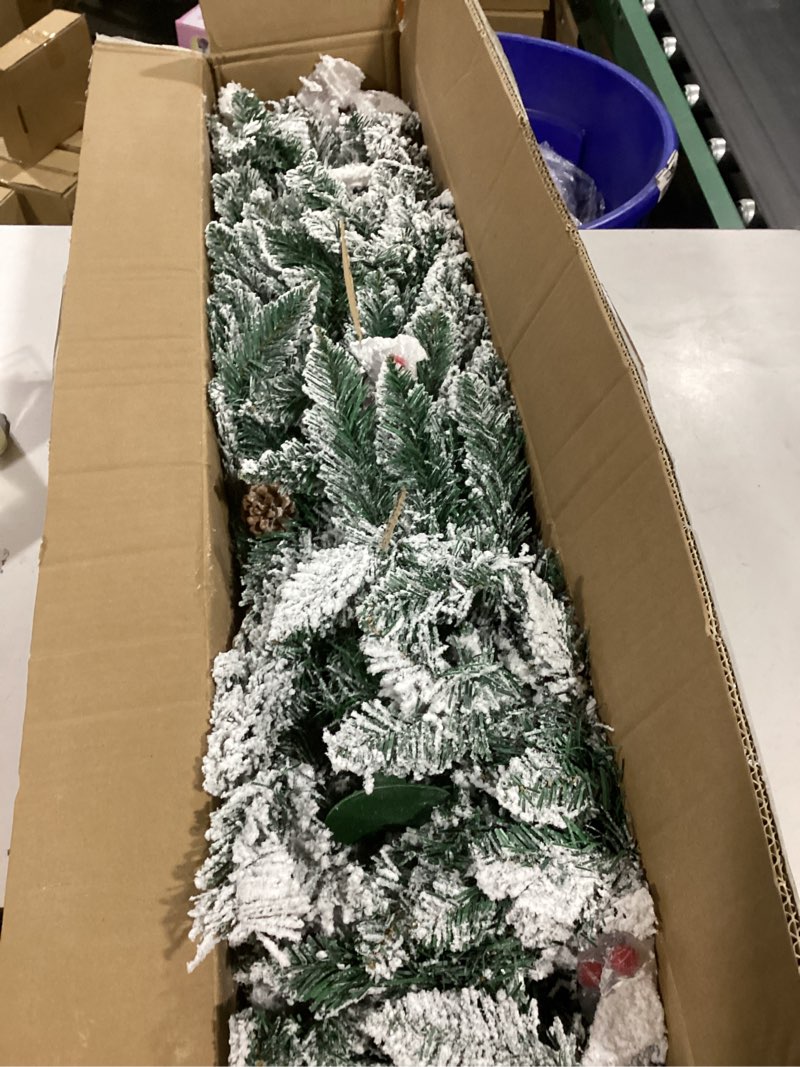 Condition photo showing Good Condition for KTKDE 6ft Snow Flocked Artificial Pencil Christmas Tree, Snow Unlit Slim Xmas Tree with 30 Pine Cones & 30 red Fruits, Metal Stand, for Indoor Holiday Home Office Décor