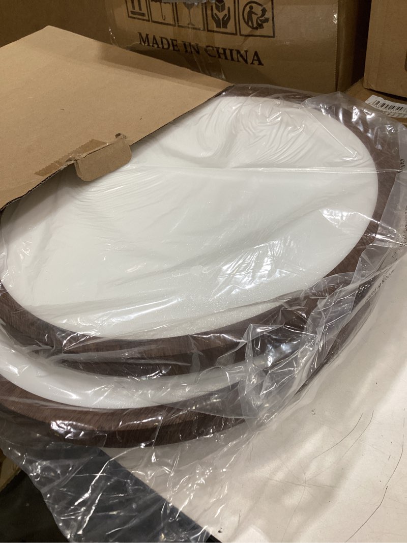 Condition photo showing Good Condition for brightever 2 pack led flush mount ceiling light, 12 inch 24w, super slim 0.67 inch 3200lm ceiling light fixture walnut wood color, dimmable & 2700k-6500k 5 color in one ceiling lamp for farmhouse 5cct-walnut wood 12 inch-2 packs