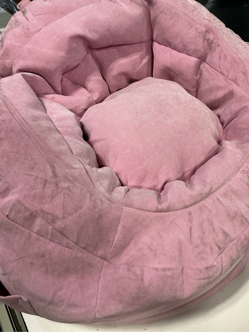 Condition photo showing As Is for settle in kids' bean bag chair purple - pillowfort™: toddler beanbag seat, indoor use, no assembly required