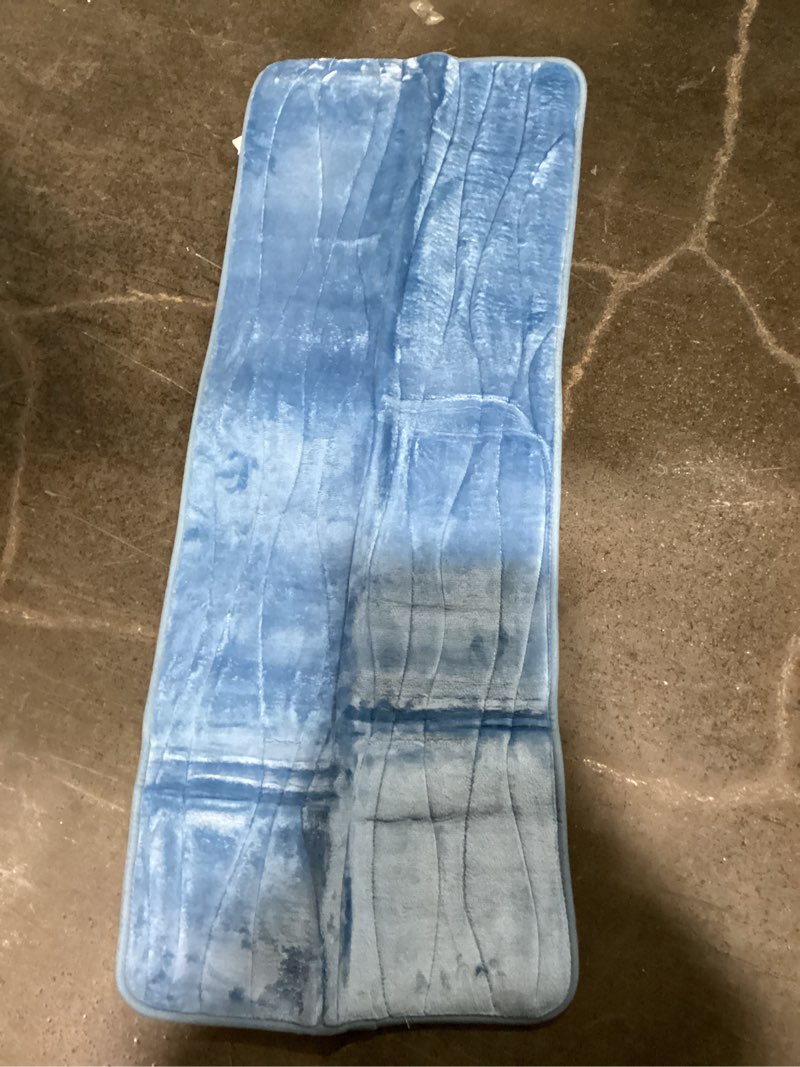 Lavish Home - Extra Long Memory Foam Bath Mat with Non-Slip Backing, Absorbent Mat for Shower, Bathtub, or Sink (Blue)