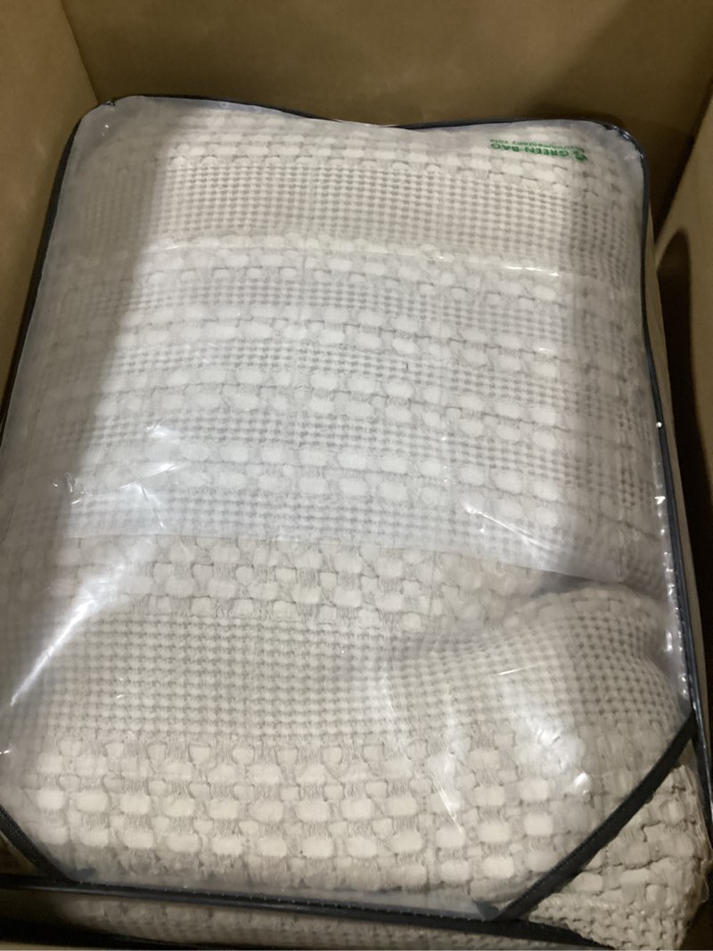 Condition photo showing New/Like New for Sanracie Oversized King Bedspread (128"x120"), Cotton Dark Khaki Waffle Weave Quilt Set 3Pcs Soft Lightweight Farmhouse Bedding Sets Extra Wide Aesthetic Bedding Coverlet for All Seasons Oversized King Plus(128*120) Dark Khaki B