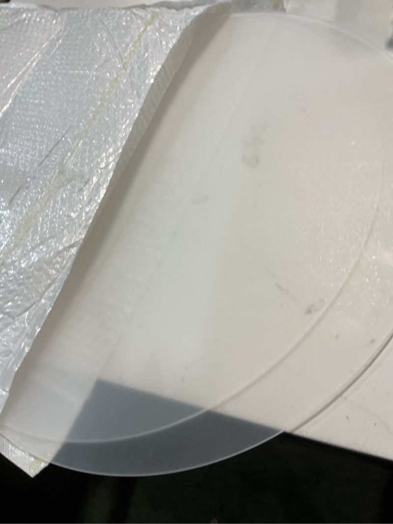 Condition photo showing Good Condition for 2 pieces 1/8" clear circle acrylic sheet, 18 inch diameter plexiglass sheet, round for cake discs, plexiglass table top, acrylic backdrops and diy display projects craft