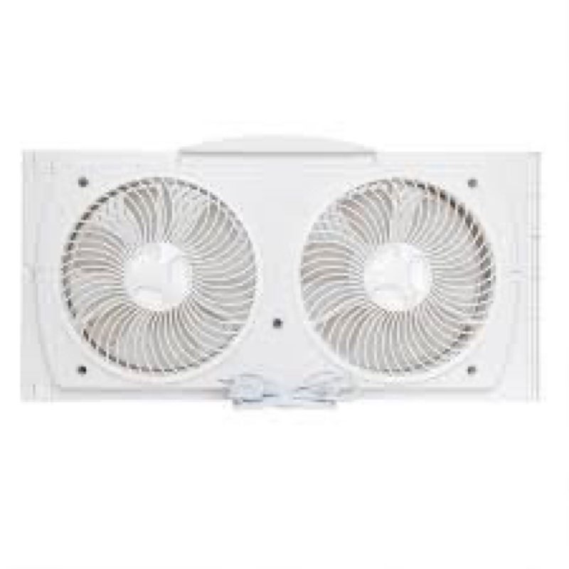 Amazon Basics Window Fans for Home Bedroom, Twin Heads, Cooling Airflow, Exhaust, Expandable Side Panel Manual Control, 3 Speeds, 63W, 9 inch, White