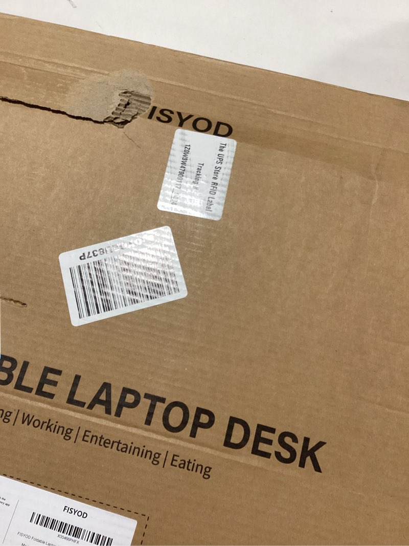 FISYOD Foldable Laptop Table, Portable Lap Desk Bed Table Tray, Laptop Stand with Cup Holder & Table