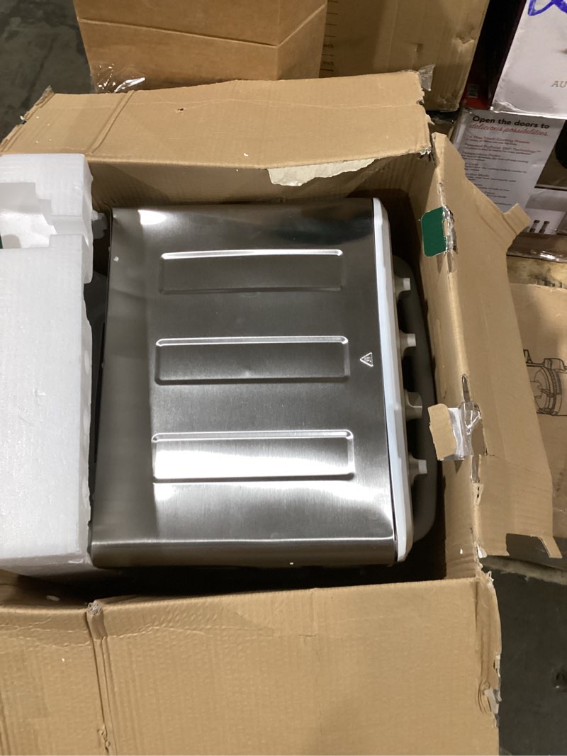 Condition photo showing As Is for Cuisinart Air Fryer Toaster Oven with Grill, 1800W 8-1 Air Fryer Oven with Bake, Convection Bake, Grill, Broil and Warm Options, Large Capacity, 60-Minute Timer, TOA-70W, White White Convection Toaster Air Fryer Oven w/ Grill