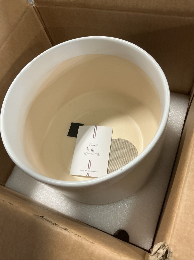 Condition photo showing New/Like New for LE TAUCI 12 Inch Pots for Plants, Ceramic Plant Pots with Drainage Holes and Saucers, Elegant and Durable Large Plant Pot, Perfect for Home & Office Decor, White White 12 Inch