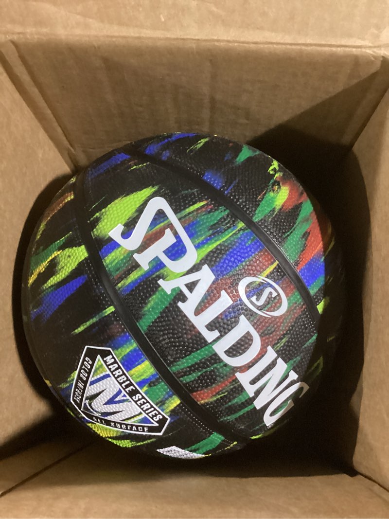 Condition photo showing Good Condition for Spalding Outdoor Rubber Basketballs | Performance Rubber Cover Designed for Outdoor Play | Multiple Sizes & Colors Size 6, 28.5" Marble - Black Multi Color