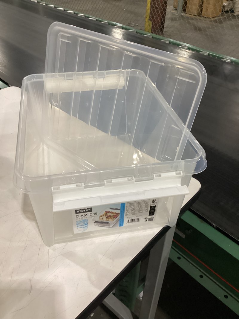 Condition photo showing Good Condition for SmartStore Classic 2 Clear Box Storage, 2L/2.1QT BPA-Free Stackable Container with Clip Lock Lid, Food Safe Plastic Bins for Organization, 2 Qt.