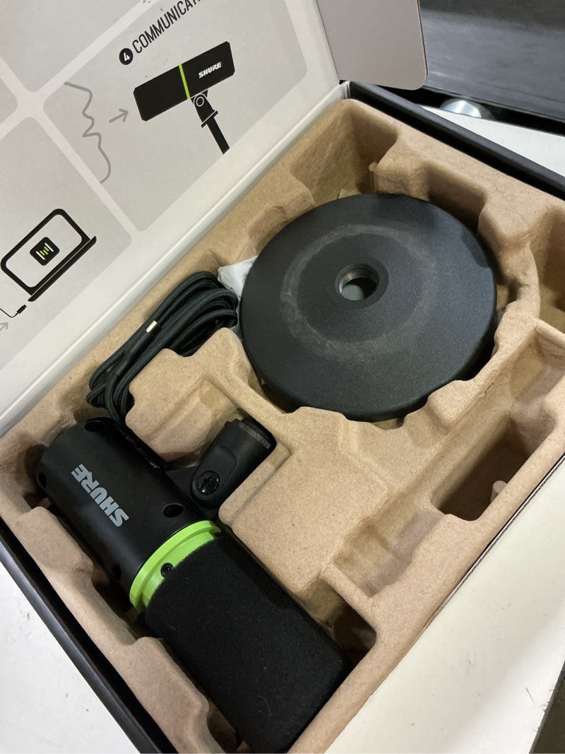 Condition photo showing As Is for shure mv6 gaming microphone, dynamic usb pc mic for video games & streaming - desktop stand, background noise cancellation, tap-to-mute & 3.5mm output for real-time headphone monitoring