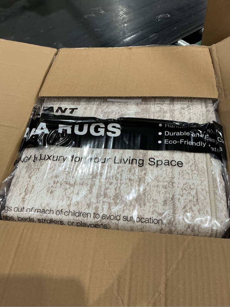 Condition photo showing New/Like New for soalmost washable area rug 8x10, large soft rugs for living room vintage beige carpet 8x10 area rugs for bedroom dining room non-slip stain resistant under table rug beige 8' x 10' (rectangular)