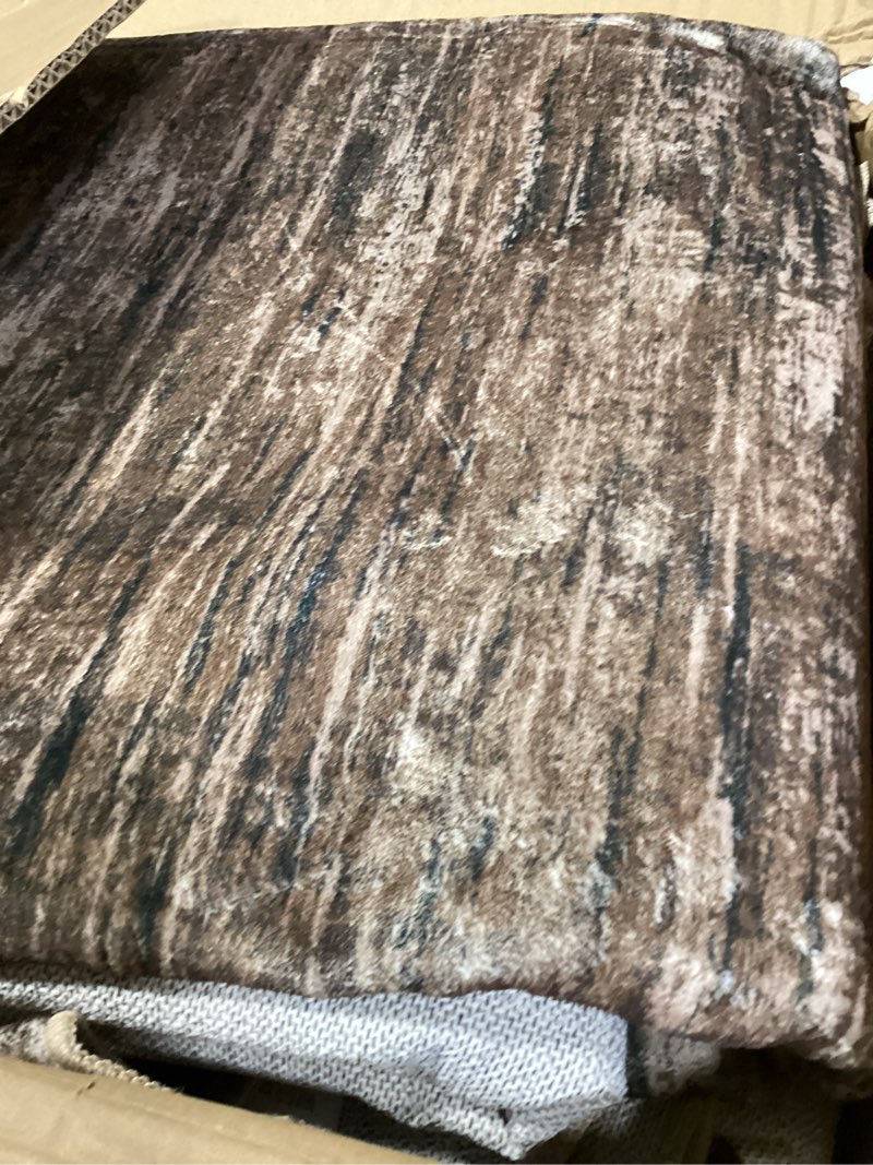 Condition photo showing As Is for area rugs 5x7 for living room bedroom, grey washable rug, vintage retro boho rug, non slip & low pile faux wool thin carpet for indoor dining room, dorm and kids room(taupe/grey 5x7ft)