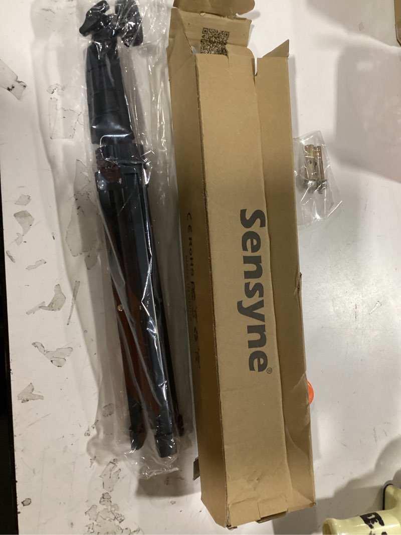 Condition photo showing New/Like New for sensyne 62" phone tripod & selfie stick, extendable cell phone tripod stand with wireless remote and phone holder, compatible with iphone android phone, camera 62-inch black