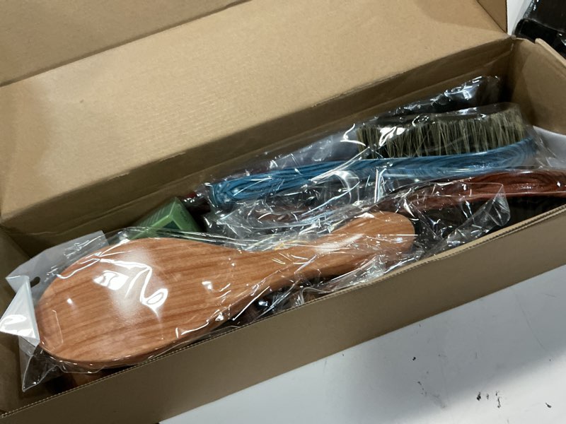 Condition photo showing Good Condition for wave kit for 360 waves - wave brush wave styler great for men wolfing wave - 3 wave handle brushes, soft, medium & hard- satin durag, hand mirror, hair comb, hair brush cleaner, wave pomade&shampoo