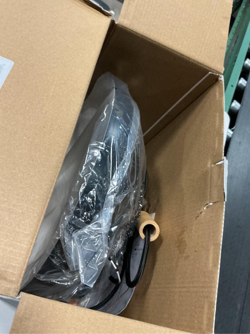 Condition photo showing As Is for better homes & gardens 55” height adjustable black pendant ceiling light, all metal a19 led bulb