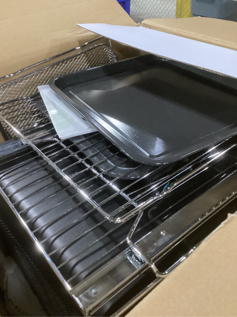 Condition photo showing As Is for BROKEN WIRES CHEF iQ MiniOven Smart Toaster Oven Air Fryer Combo, 11-in-1 Countertop Convection Oven, Bake, Broil, Air Fry, Broil, Dehydrate, 1750W, 25 Qt Capacity, Fast Cooking with Touchscreen Controls – Black
