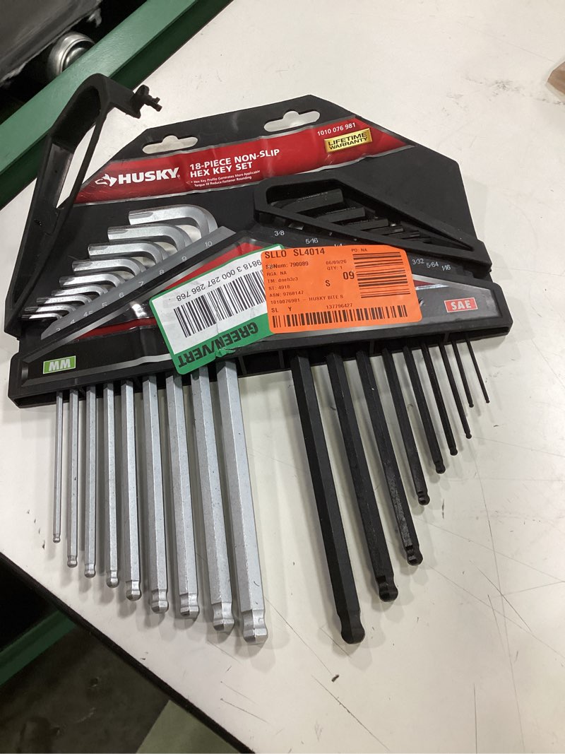 Condition photo showing Good Condition for husky bite sae/metric non-slip hex key set (18-piece)