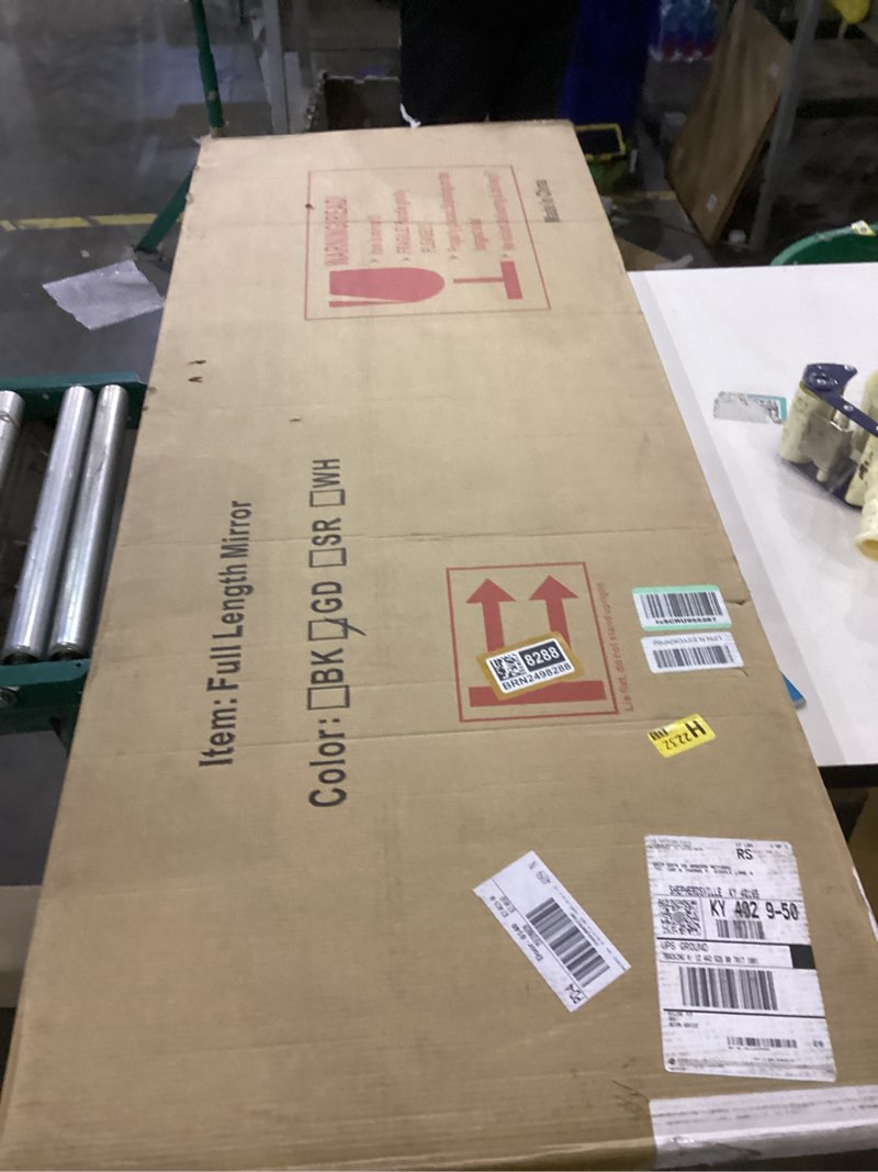 Condition photo showing New/Like New for XRAMFY 56" x21 Arched Full Length Mirror Floor Mirrors with Aluminum Alloy Frame Free-Standing Wall Mounted Floor Mirrors or Large Dressing Mirror, Gold Mirror Full Length Gold 56"L x 21"W