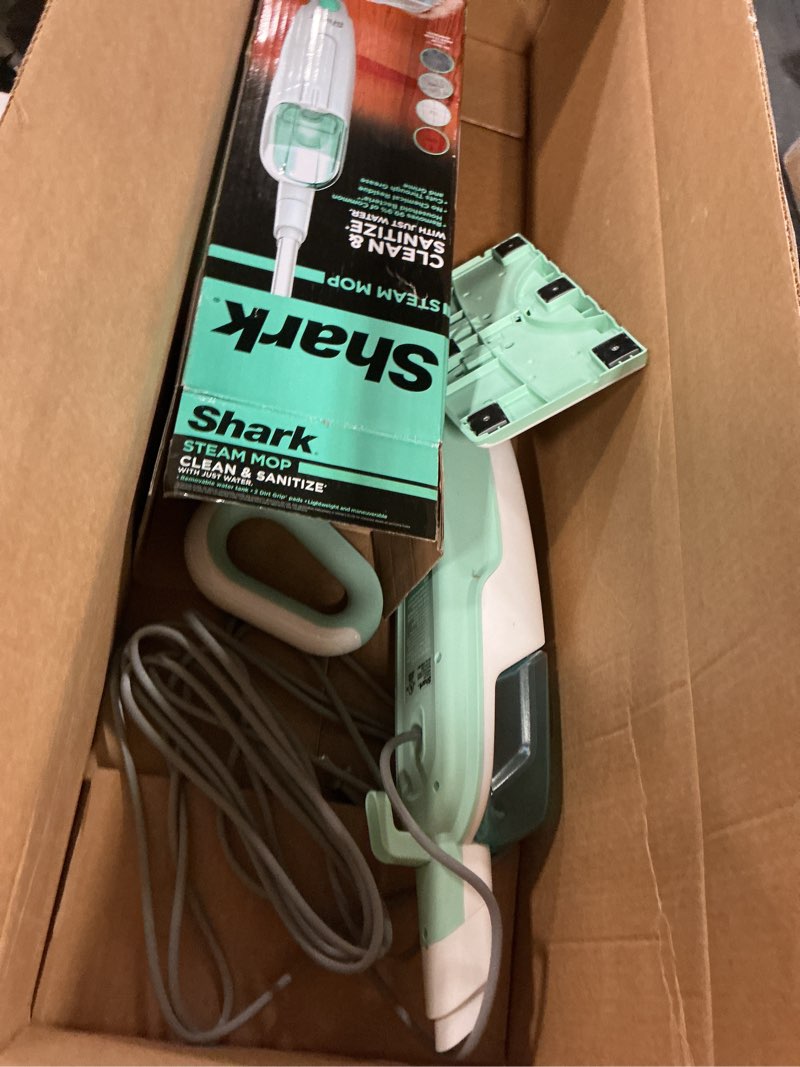 Condition photo showing As Is for Shark Steam Mop with 2 Machine Washable Dirt Grip Pads, Removable Water Tank, Lightweight, Steam Cleaner for sealed Hard Floors, Marble, Stone, Hardwood, Tile, Laminate, White/Seafoam, S1000