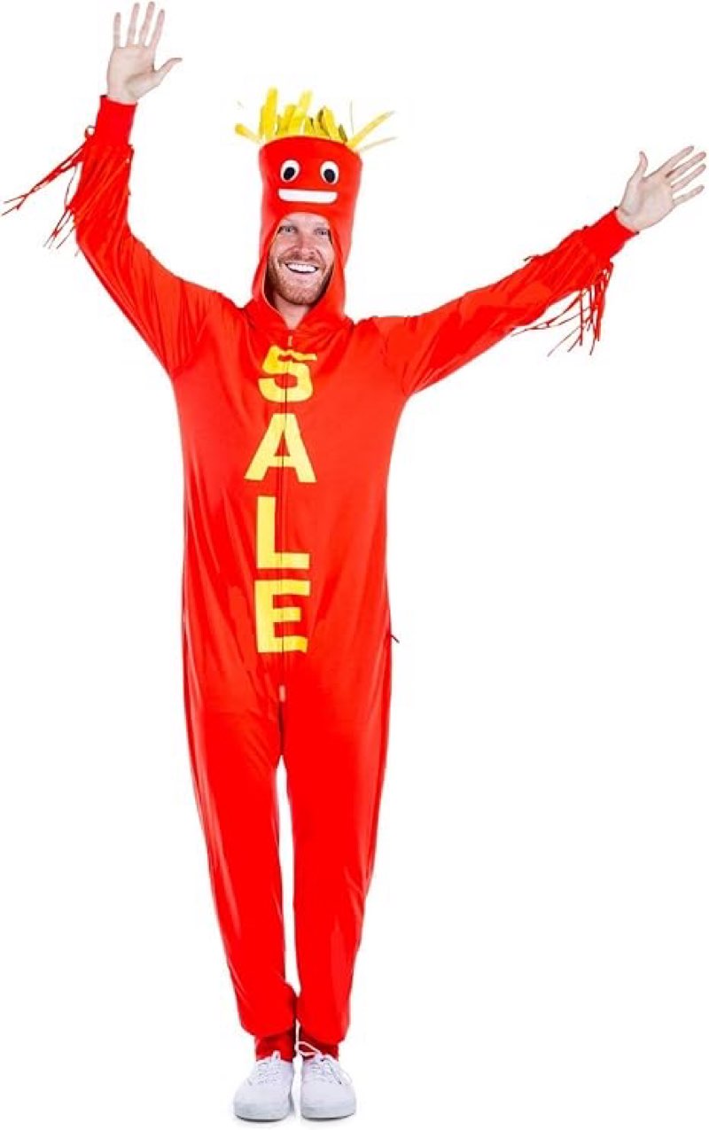 tipsy elves funny halloween costume red and yellow waving tube man inflatable-inspired jumpsuit for 