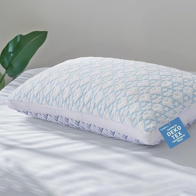 Shredded Memory Foam Soft Bamboo Viscose Pillow Adjustable Hypoallergenic Hotel Quality Bed Pillow for Side, Back and Stomach Sleeper, Oeko-TEX Certified Queen Size