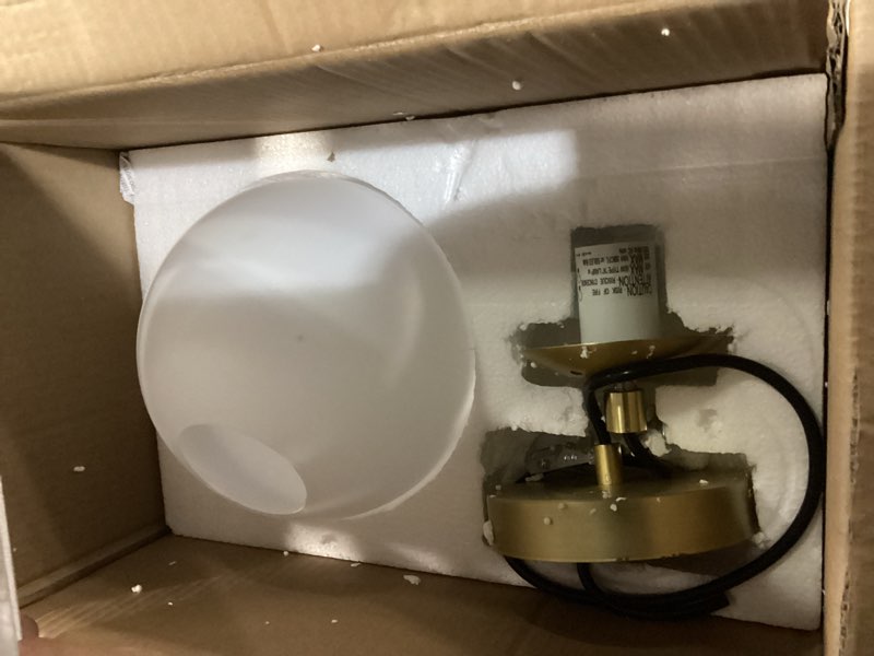 Condition photo showing Good Condition for xinbei lighting globe pendant light, mid century satin brass for kitchen | hanging pendant ceiling light, white glass shade, adjustable cord, e26 socket, for dining room bathroom over sink