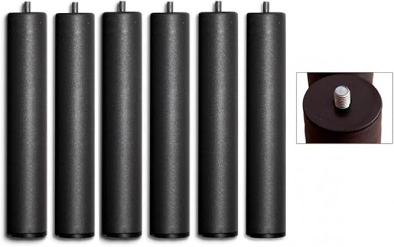 Homey - Set of 6 Legs for Slatted Base or Upholstered Base Cylindrical Threaded, Grey, Height 25 cm