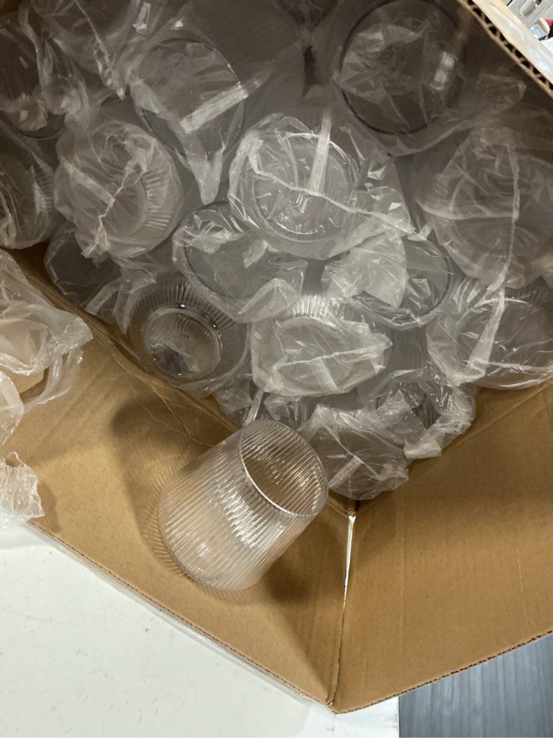 Condition photo showing Good Condition for goodluck 36 pack 12oz stemless plastic wine glasses – clear ribbed cups, elegant reusable disposable drinkware for weddings, parties, bars, indoor and outdoor events clear 36