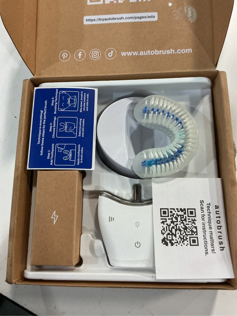 Condition photo showing Good Condition for autobrush sonic pro electric toothbrush – only ada accepted u-shaped brush, clinically proven up to 5.1x better cleaning, 30-second full mouth 360 clean, rechargeable, waterproof, white, men's regular