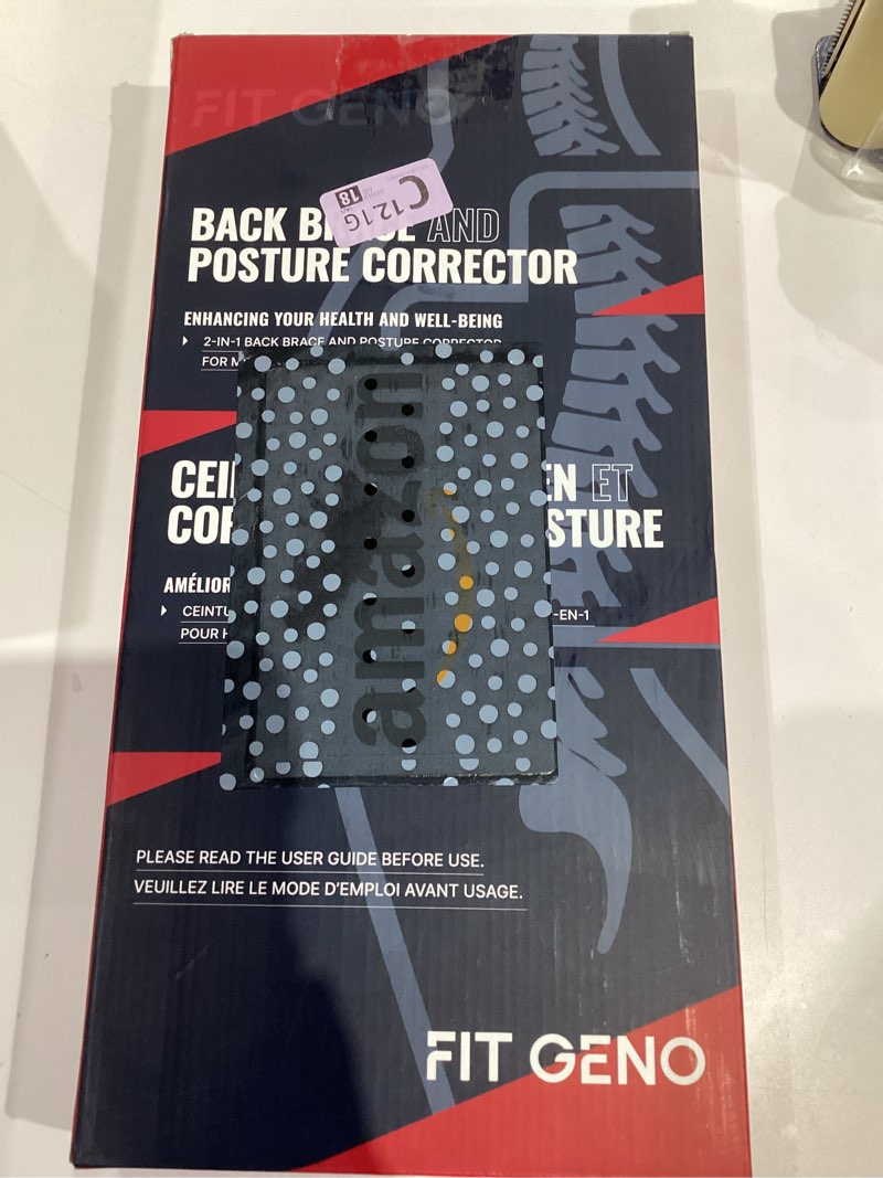 Condition photo showing Good Condition for Fit Geno Back Brace Posture Corrector for Men & Women: Shoulder Straightener Adjustable Full Back Support Pain Relief - Scoliosis Hunchback Spine Corrector (Medium) Gray Medium/Large