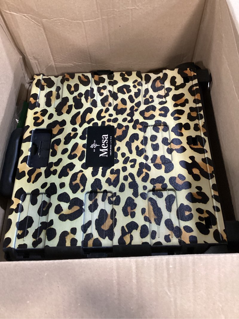 Condition photo showing Good Condition for ultra-slim rolling collapsible storage pack-n-roll utility-carts, with telescopic handle, for home, garden, shopping, office, school use, large, leopard leopard print large/ no lid