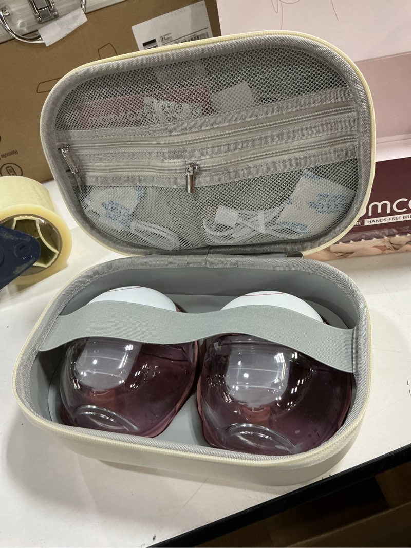 Condition photo showing As Is for momcozy breast pump hands free mobile style | m6, wearable breastfeeding pump ideal rhythm for more milk, doublefit flange more fit & discreet with 3 modes & 9 levels, 24mm - 2 pack cozy red 2 count cozy red
