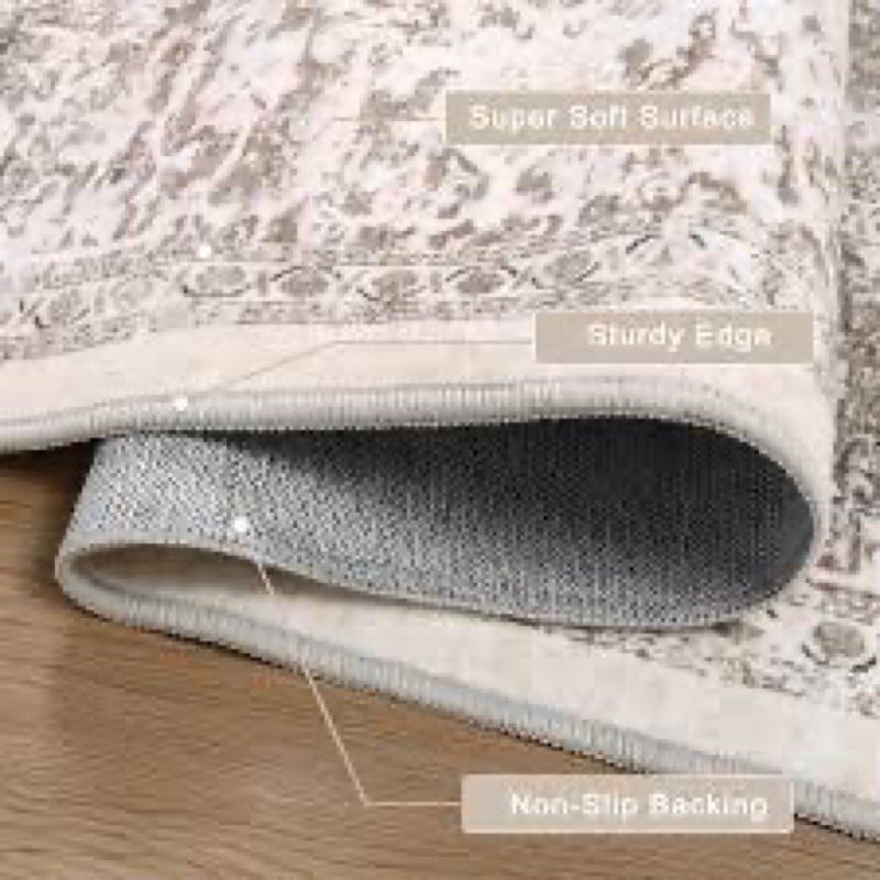 LIVEBOX 8x10 Christmas Area Rugs for Living Room, Non-Slip Neutral Beige Washable Holiday Rugs, Chri