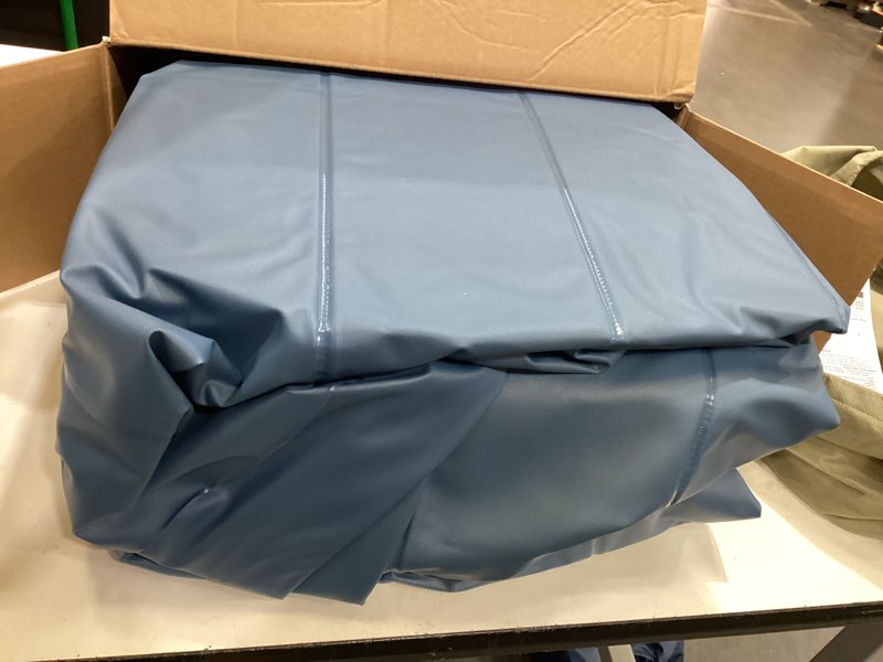 Condition photo showing As Is for intex elevated 18" pillow rest queen air mattress with internal pump - off-white/blue