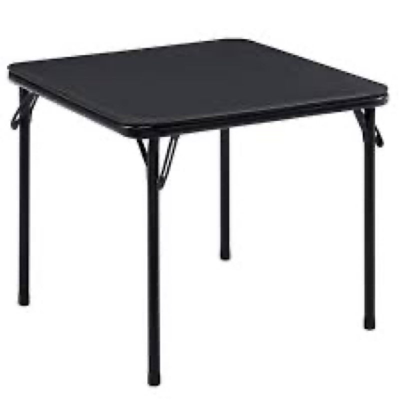 VECELO Folding Card Table 33.8 in. Portable Square Black Metal Desk